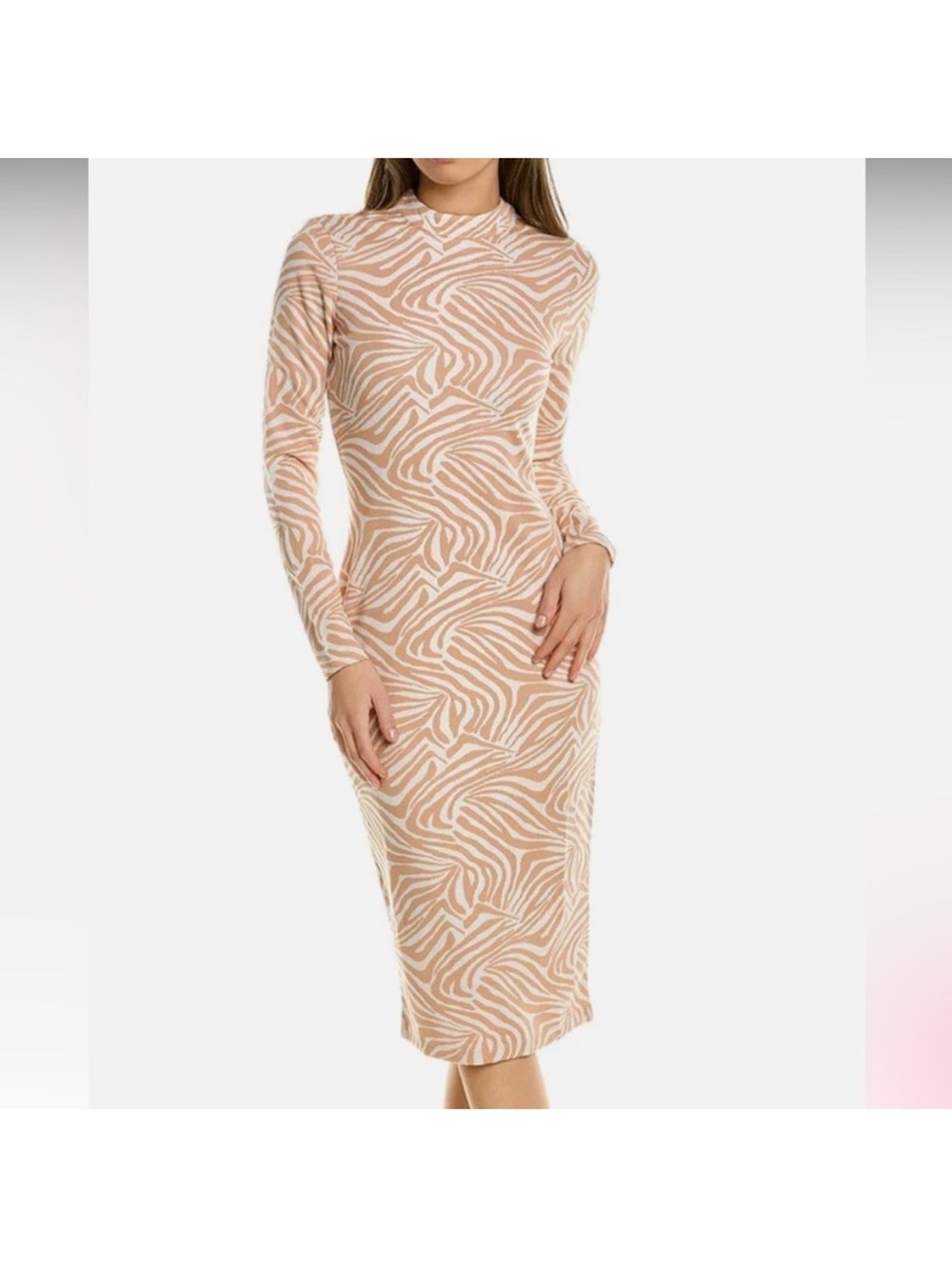 Ted Baker Blush Zebra-Print Long Sleeve Midi Dress